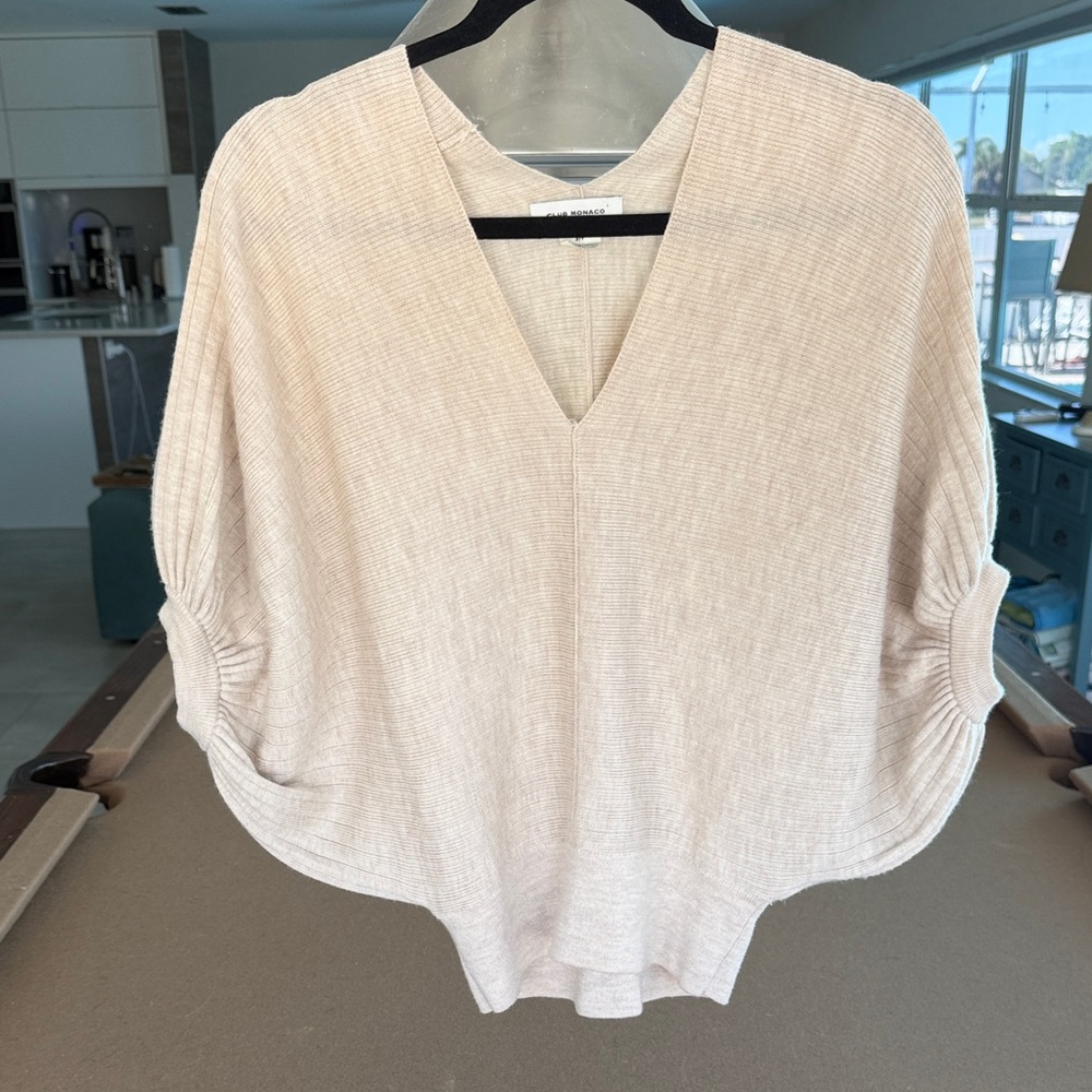 Club Monaco Beige V-Neck Knit Top